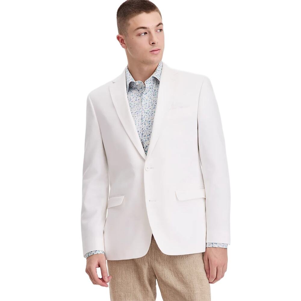 Bar III Mens Slim Fit Sport Coat Blazer 36S White Solid Linen Cotton Blend NWT - Picture 16 of 16